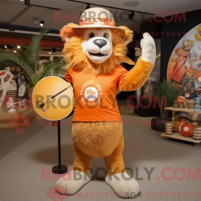 Produktbild von Orangefarbenes REDBROKOLY Löwen-Maskottchenkostüm mit Boardshorts und Mütze