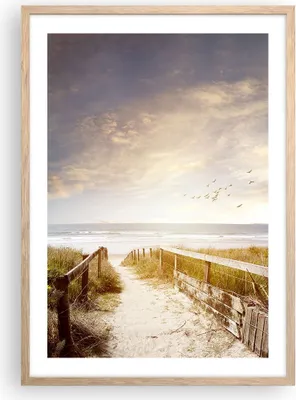 Produktbild von Gerahmtes Poster - Rahmen in heller Eiche - Meer Weg Strand - 50x70 cm - Wand Bild - Wanddeko - Wandbilder - Kunstposter - Wandposter - Bilderrahmen - Bilder - Kunstdruck - P2NPA50x70-5190
