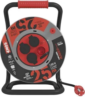 Immagine prodotto di Cavo di prolunga EMOS in gomma-neoprene, tamburo in metallo - 4z, 25m, 1,5mm2