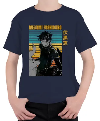 Immagine prodotto di Maglietta Megumi Fushiguro Jujutsu Kaisen Shikigami Ghost Dogs Vintage Unisex Bambini, Navy, 128