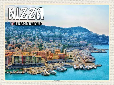 Produktbild von vianmo Holzschild 30x40 cm Nizza Frankreich Yachthafen
