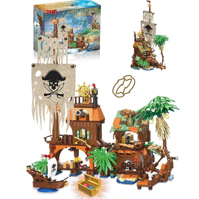 Produktbild von Piratenschiff Wharf Bauspielzeug Mittelalterliches Piraten Bausteinset Spielbausteine
