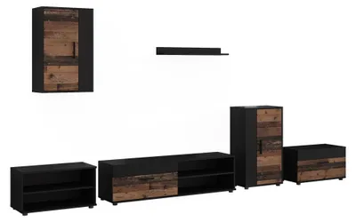 Immagine prodotto di Parete attrezzata soggiorno Vicco Berno Nero/Oldstyle Set da 6 pezzi, Model 59228