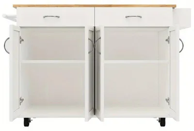 Produktbild von Kücheninsel – Küchenschrank – 106 x 50 x 90 cm – Holzoptik und Metall – Mit Schubladen und Türen