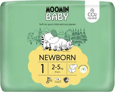 Produktbild von Mumin Babywindeln für Kinder Öko 1 Neugeborene 2-5 kg 25 Stück