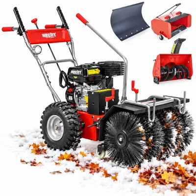Produktbild von HECHT 8616 SE SET 1 Benzin-Kehrmaschine 62 cm mit Schneeschild, Auffangbox & Fräskopf, 6,5 PS, KI-generiertes Bild