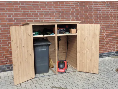 Produktbild von Mülltonnenbox promadino 2-türig 166 x 101 x 162,5 cm natur