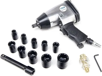 Produktbild von Schlagschrauber Set 1/2'' 17 tlg. Druckluft Schrauber Biteinsätze 9-27mm Koffer