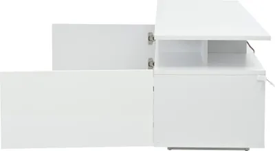 Produktbild von Merax TV Schrank 160 cm mit LED Licht per App, TV Lowboard mit 2 Schränke und 8 Ablageflächen, MDF mit Glasböden, für TV bis 70 Zoll, Weiß Hochglanz