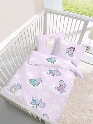 Produktbild von Baby Wende Bettwäsche Hippo Nilpferd 100x135 + 40x60 cm