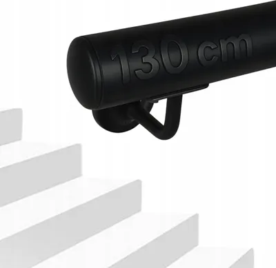 Immagine prodotto di Ringhiera per scale - Corrimano per scale - 130 cm - Acciaio verniciato a polvere - Per interni ed esterni - Senza traverse - Kit di montaggio - Nero