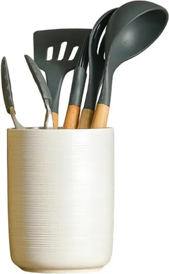 Produktbild von Keramischer Aufbewahrungsbehälter für Küchenutensilien und Besteck, weiß, 12*16 cm