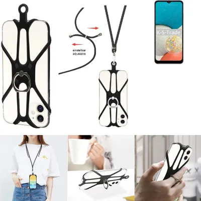 Produktbild von K-S-Trade 3in1 Handykette Handyband Handykordel Halsband Smartphone-Ring Handy-Ring kompatibel mit Samsung Galaxy Wide5 Fingerhalterung Handyring