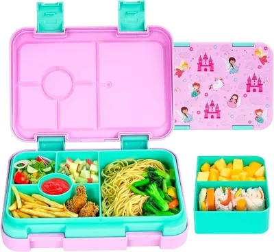 Produktbild von Brotdose,Lunchbox(Pink) mit 6 Fächern Bento Box für die Schule,Frühstücksbox,Brotzeitbox Jausenbox Leckdicht, Spülmaschinenfest, BPA-Frei