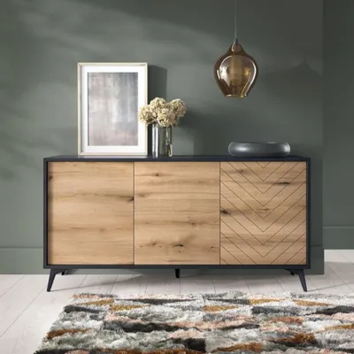 Produktbild von Kommode – Sideboard – K154 – DIAMOND – Eiche Evoke / Schwarz – Modernes Stauraumdesign