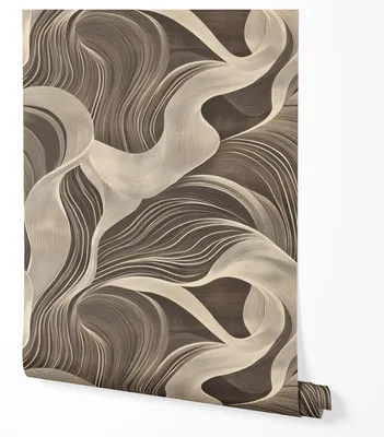 Produktbild von Selbstklebende Tapete Möbelfolie Abstrakte Linienwellen Braun Beige Modernes Elegantes 3D Design Tapete Küche Wohnzimmer Flur Schlafzimmer 2,5m x 0,5m