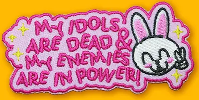 Produktbild von Stoffaufnäher mit Motiv 'My idols are dead' zum Aufbügeln, ca. 7x3cm
