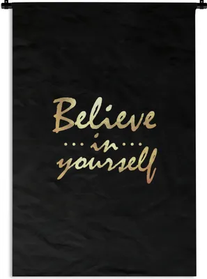 Produktbild von MuchoWow® Wandteppich Wandbehang Zitat - Zuversicht - Gold 120x180 cm Tapisserie Dekoration Wandtuch - Schlafzimmer - Dekorationen für das Haus