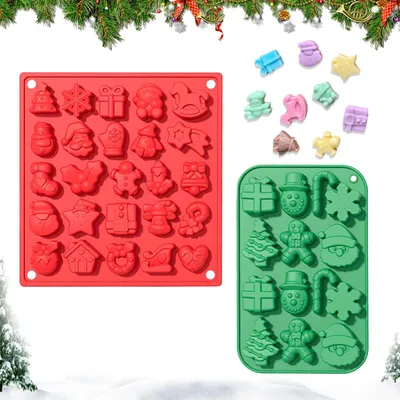 Productafbeelding van Siliconen bakvorm - 37 kuiltjes in verschillende vormen - geschikt voor snoepjes, koekjes, taarten en gelatine - 2 stuks