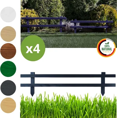 Produktbild von Floranica Gartenzaun 4 stk. 20 cm x 100 cm Anthrazit Steckzaun Zierzaun Friesenzaun zum Stecken Vorgartenzaun