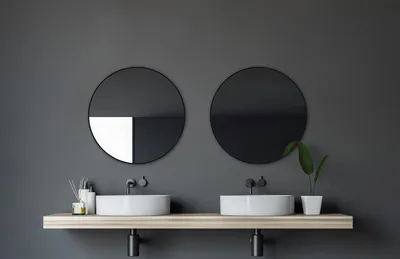 Zdjęcie produktu dla Okrągłe lustro w czarnej ramie aluminiowej, średnica 60 cm