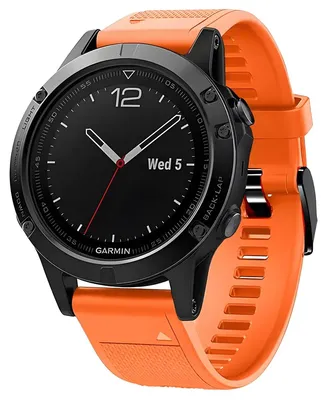 Produktbild von Silikonarmband für Garmin QuickFit 22 mm, Bizon Strap Watch Silicone Plus, Orange