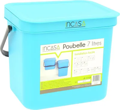 Image de Poubelle à Suspendre 7 Litres Bleue - Incasa