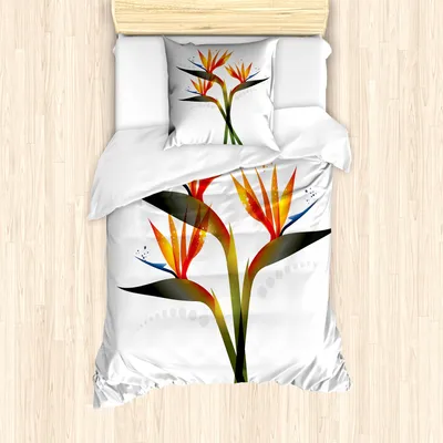 Produktbild von ABAKUHAUS Blume Mantele, Ombre Tropical Garden, Milbensicher Allergiker geeignet mit Kissenbezügen, 135 cm x 200 cm - 80 x 80 cm, Grüne und orange