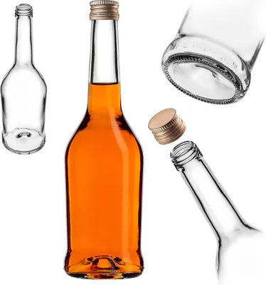 Produktbild von KADAX Likörflaschen 500ml, 1 Stück, Leere Flaschen zum Befüllen von Öl, Essig, Likör, Wein und Schnaps, Glasflaschen, Schnapsflaschen, Saftflaschen (Gold)