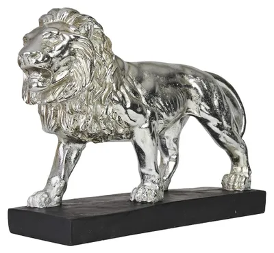 Standbild Leo, Silber, 43x28x13 cm, Design-Dekoration Pferd