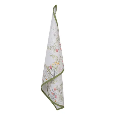 Produktbild von Clayre & Eef Geschirrtuch 50x70 cm Weiß Baumwolle Blumen