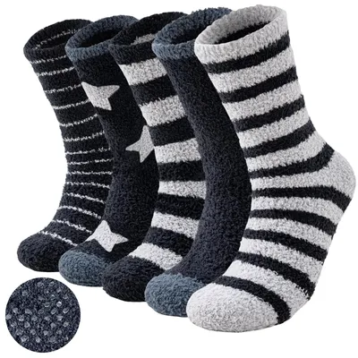 Produktbild von Haussocken Anti-Rutsch - Dicke Thermosocken - Flauschige Socken - Warm und Atmungsaktiv - Verstärkte Ferse - Ideal für Zuhause
