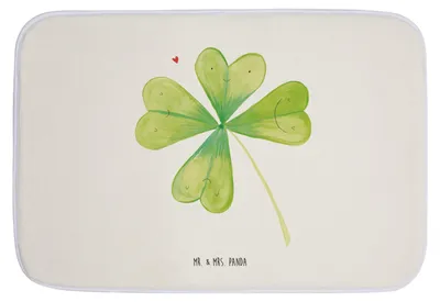 Produktbild von Mr. & Mrs. Panda Badematte Blume Kleeblatt - Weiß - Geschenk, Badvorleger, Glück, Badteppich, Motivation, Neuanfang, Badezimmerteppich, Garten, Glücksbringer, Umzug