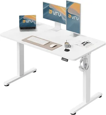 Produktbild von Höhenverstellbarer Schreibtisch 120 x 60 cm, Schreibtisch Höhenverstellbar Elektrisch mit Memory Funktion, Stehpult, Verstellbarer Tisch, Computertisch für Büro, Standing Desk, Weiß