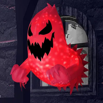 Obrázok produktu pre 4,5 stopy (približne 1,37 metra) dlhá nafukovacia dekorácia na Halloween – strašidelná nafukovacia dekorácia do záhrady s rotujúcimi LED svetlami