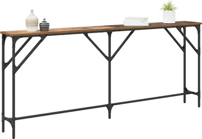 Produktbild von "2026 Aktion"Konsolentisch/Beistelltisch Moderner design - Sofatisch für Wohnzimmer - Altholz 180x23x75 cm Schichtholz und Metall DEMöbel 5538096