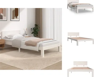 Produktbild von vidaXL Massivholzbett Weiß Kiefer 100x200 cm -  Betten & Bettgestelle