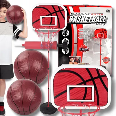 Obrázek produktu pro OMNA | Basketbalový set pro děti - mini koš do 175 cm - včetně pumpy a 2 míčů - zábava uvnitř i venku