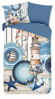 Immagine prodotto di Set di lenzuola HIP "Aldiana" - Blu - (140x220 cm) - 100% cotone