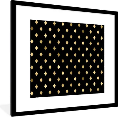 Produktbild von MuchoWow® Gerahmtes Poster Muster - Gold - Kariert 40x40 cm - Poster mit Schwarzem Bilderrahmen Wandposter Rahmen Foto Bilder - Poster - Plakat im Rahmen