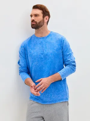 Immagine prodotto di Maglia a maniche lunghe da uomo - Taglia M - Lavaggio vintage stonewash - 100% cotone - Comoda ed elegante