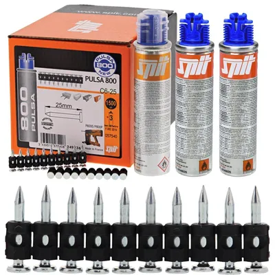 Obrázok produktu pre SPIT C6-25, 25 mm klince do betónu, 1500 ks + 3x plyn PULSA 800
