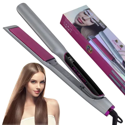 Produktbild von Hatteker Haarglätter mit Keramikbeschichtung, 100–230 °C, LED-Anzeige, Ionen-Technologie, breite Heizplatten（Rosa）