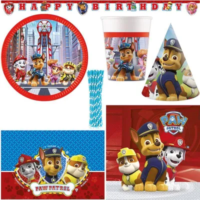 Produktbild von XL Partyset Paw Patrol Kindergeburtstag Deko Set Dekoration Hunde Polizei