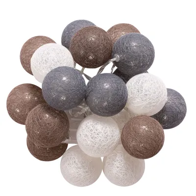 Produktbild von Lichterkette AMICI mit 20 Kugeln in weiß/grau/braun, Lichtergirlande mit LED Licht warmes weiß, LED Girlande batteriebetrieben