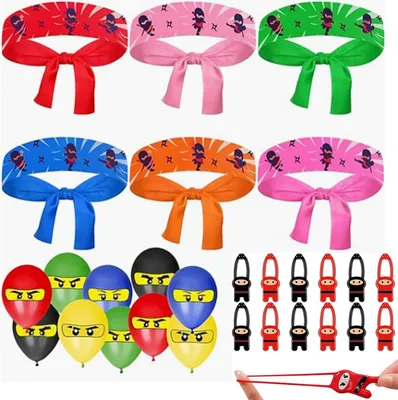 Immagine prodotto di Set decorazioni compleanno per bambini Motivo ninja Braccialetti Palloncini Giocattoli