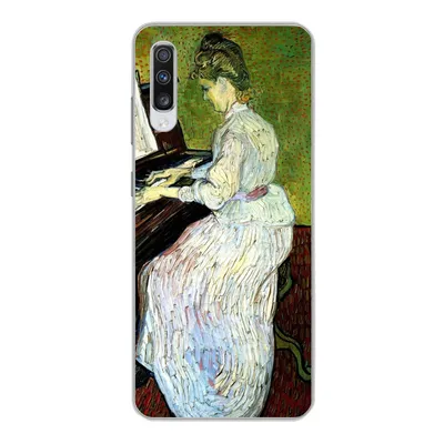 Produktbild von MuchoWow® Handyhülle Schutzhülle Hülle für Samsung Galaxy A70 Marguerite Gachet am Klavier - Vincent van Gogh Silikon Softcase Handy Hülle - Schutzhaube