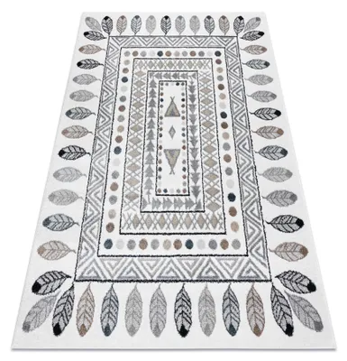 Image de Tapis FUN Teepee pour enfants, indien, cadre crème beige 160x220 cm