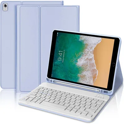 Image de Coque Clavier pour iPad Air 3 10,5 Pouces / iPad Pro 10,5 Pouces, CuirPolyuréthaneLavande avec Clavier Bluetooth
