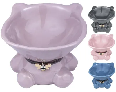 Produktbild von Katzennapf erhöht Keramik 15° Neigung 14x13x11 cm Lila